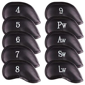 10 Magnetic Leather Golf Club Covers with Embroidery