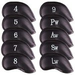 10 Magnetic Leather Golf Club Covers with Embroidery