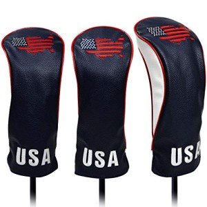 Premium Leather Golf Head Covers Set (Navy)