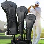 3-Piece Golf Club Headcovers in Classic Black