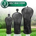 3-Piece Golf Club Headcovers in Classic Black