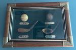 Antique Golf Equipment Shadow Box with Balls & Clubs