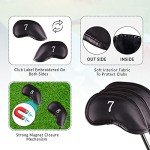 10 Magnetic Leather Golf Club Covers with Embroidery