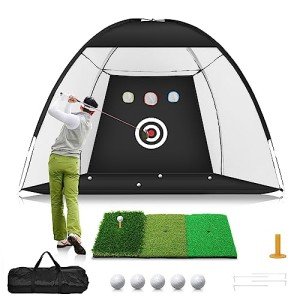Golf Practice Net and Tri-Turf Matt for Home