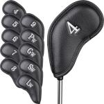 Classic Black Leather Iron Headcovers Set of 10