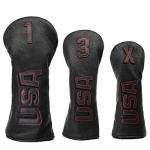 Black Golf Wood Head Covers Set for All Clubs