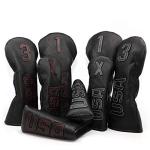 Black Golf Wood Head Covers Set for All Clubs