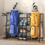 Golf Bag Storage Stand for 2 Bags & Gear