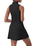 Women's Golf Tennis Dress with Built-In Shorts, Black