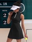Women's Golf Tennis Dress with Built-In Shorts, Black