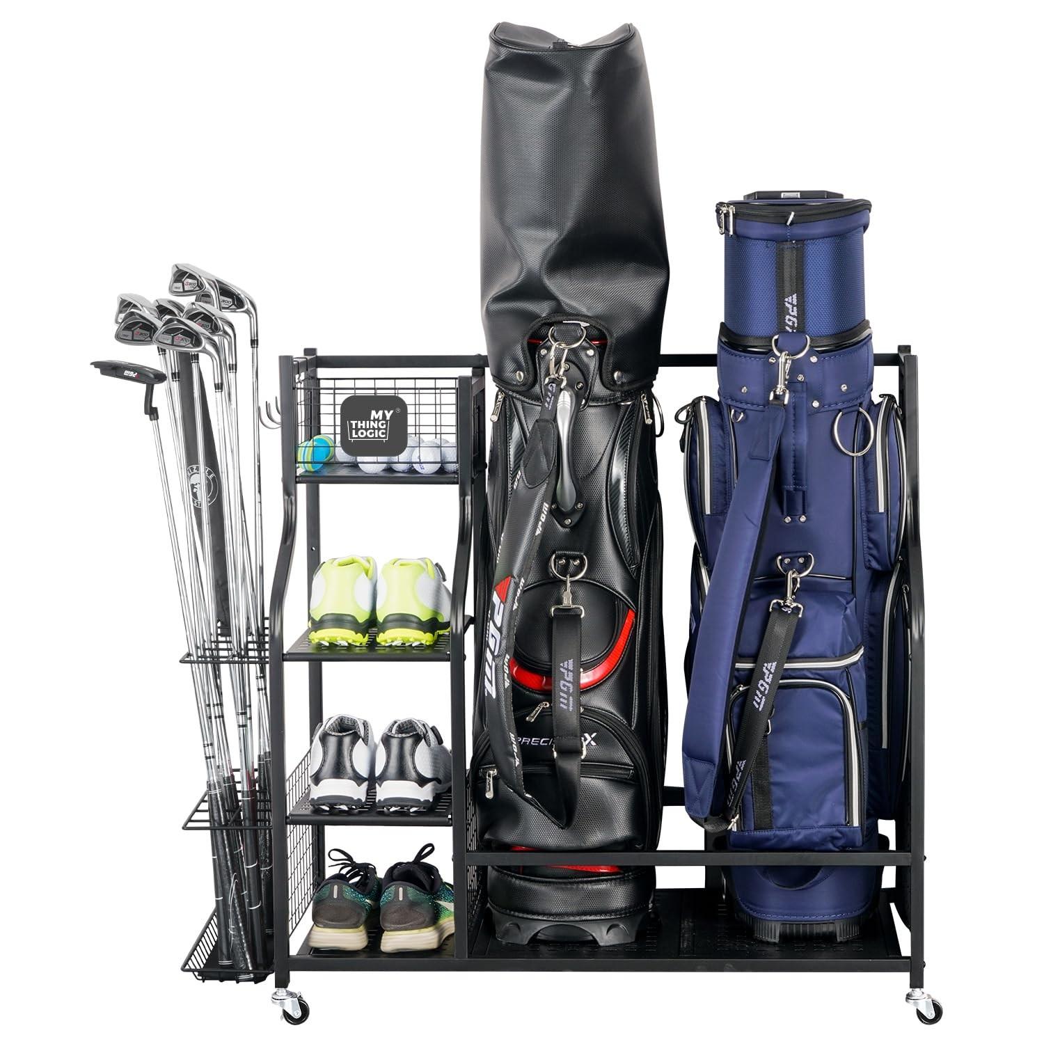 Golf Garage Organizer Bag Stand and Equipment Rack
