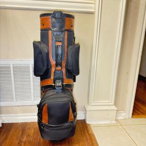 Classic Black Tan Leather Golf Bag – Made in USA
