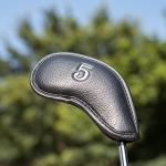 Magnetic Black Leather Iron Headcovers Set of 10