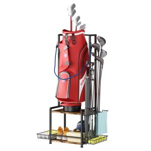 Golf Bag Garage Storage Rack, Organizer for Single Golf Bag and Equipment Acc...