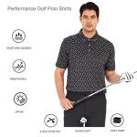 Alex Vando Mens Golf Shirt Moisture Wicking Quick-Dry Print Performance Polo Shirts for Men,Black Golf,M