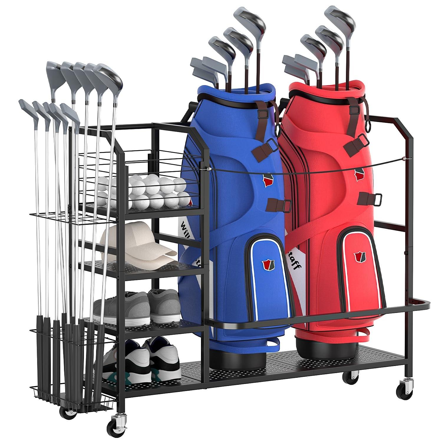 Golf Bag Storage, Big Capacity Golf Bag Organizer for Golf Bag and Equipment ...