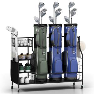 3-Bag Golf Organizer for Clubs and Gear
