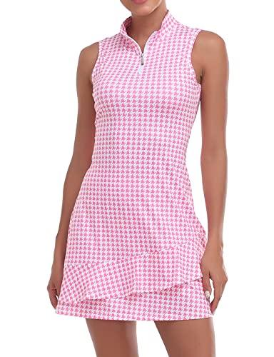 Pink Poodle Print Sleeveless Tennis Dress with Shorts
