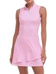 Pink Poodle Print Sleeveless Tennis Dress with Shorts