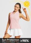 Baleaf Women's Pink Golf Tank with Zipper Collar