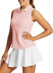 Baleaf Women's Pink Golf Tank with Zipper Collar