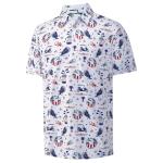 Men's Moisture-Wicking Golf Polo with American Flag
