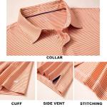Men's Short Sleeve Golf Polo - Moisture Wicking, Orange Stripes