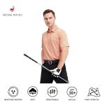 Men's Short Sleeve Golf Polo - Moisture Wicking, Orange Stripes
