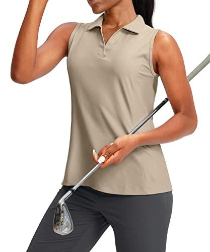 Women's Quick-Dry Sleeveless Golf Polo - Khaki
