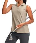Women's Quick-Dry Sleeveless Golf Polo - Khaki