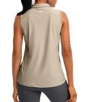Women's Quick-Dry Sleeveless Golf Polo - Khaki