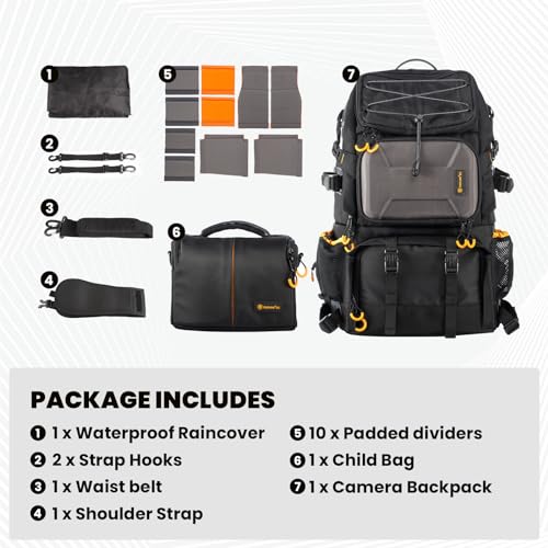 TARION 2-in-1 Camera Backpack with Bonus Bag