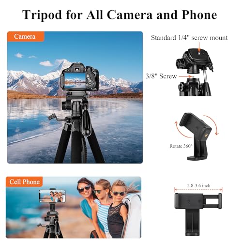 Lightweight 74" Camera Tripod for DSLR/SLR