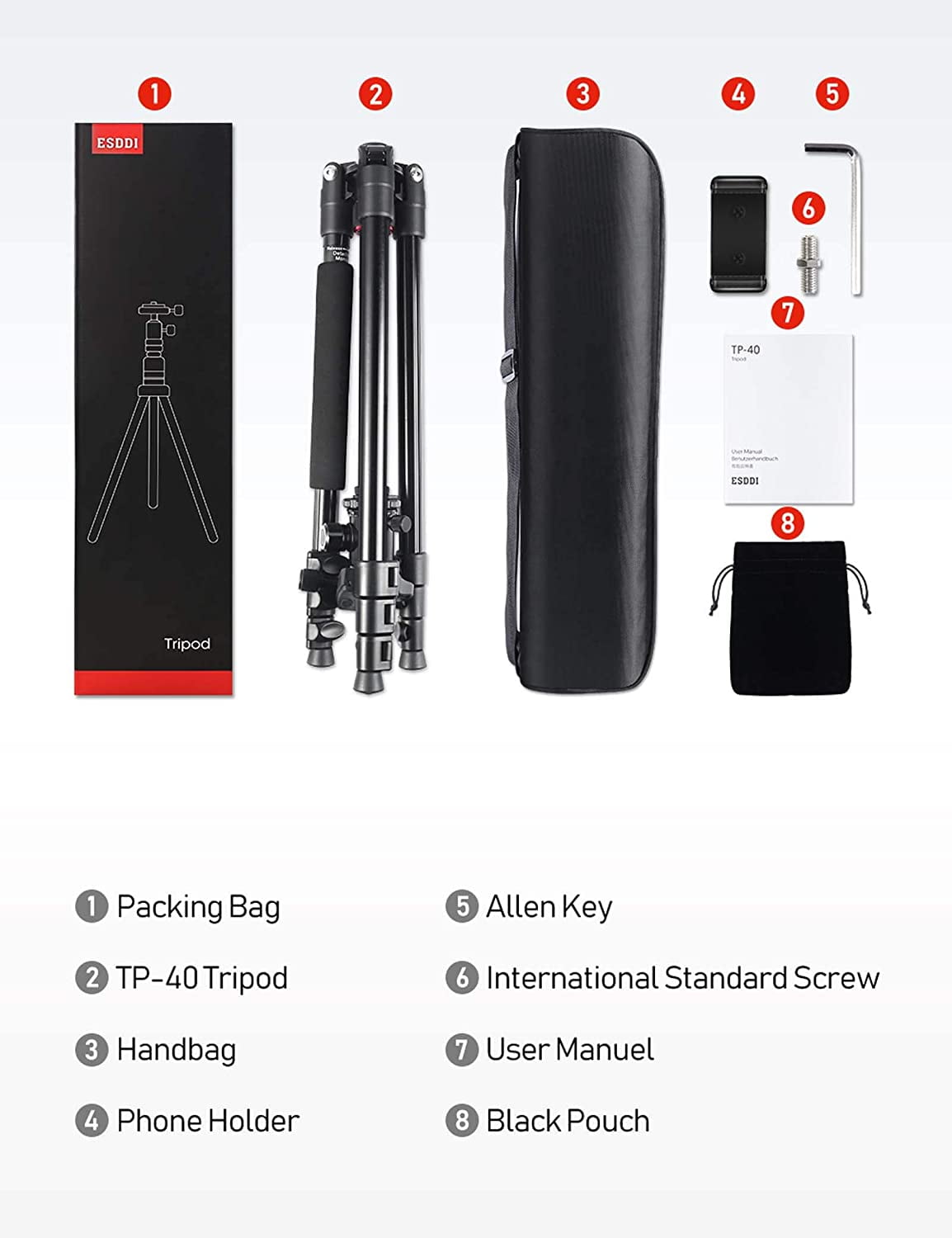 ESDDI 62.6" Aluminum Camera Tripod