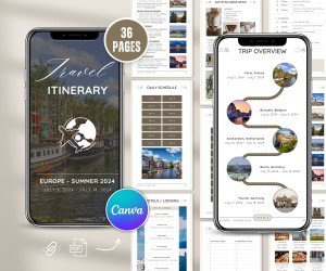Editable Travel Itinerary Template for Globetrotters