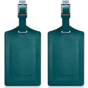 Summer Green Faux Leather Luggage Tags - 2 Pack