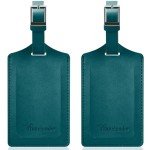 Summer Green Faux Leather Luggage Tags - 2 Pack