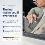 Slim RFID Bifold Wallet with Money Clip - Carbon