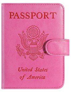 RFID Blocking Leather Passport Holder - Pink