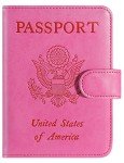 RFID Blocking Leather Passport Holder - Pink
