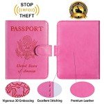 RFID Blocking Leather Passport Holder - Pink