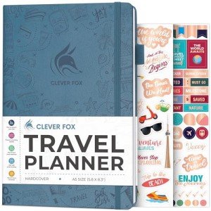 Clever Fox Travel Journal – Vacation & Road Trip Itinerary Planner Organizer & Traveling Memory Diary – A5 Traveler Adventure Notebook (Smoke Blue)