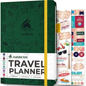 Clever Fox Travel Journal – Vacation & Road Trip Itinerary Planner Organizer & Traveling Memory Diary – A5 Traveler Adventure Notebook (Forest Green)