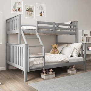 Blisswood Triple Bunk Bed with Mattresses (Grey)