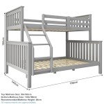 Blisswood Triple Bunk Bed with Mattresses (Grey)