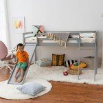 White Solid Pine Bunk Bed with Slide 3FT
