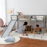 White Solid Pine Bunk Bed with Slide 3FT