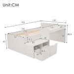 White Mid-Sleeper Bunk Bed with Desk & Storage