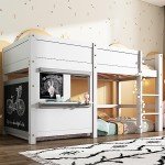 Jovify Wooden Bunk Bed With Blackboards And Shelf