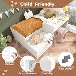 White Mid-Sleeper Bunk Bed with Desk & Storage